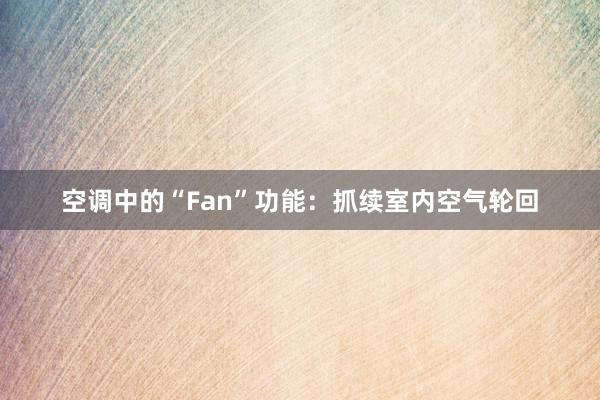 空调中的“Fan”功能：抓续室内空气轮回